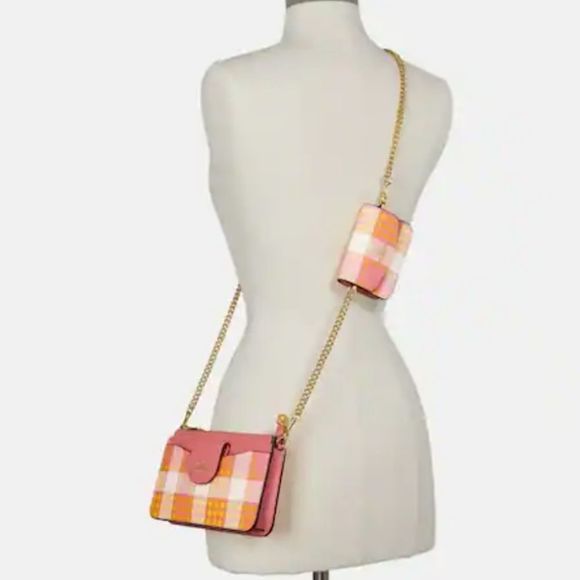 🎀Clearance🎀 NWT COACH 2pc set Rare HTF Crossbody POPPY W/ Garden Plaid - Picture 3 of 8